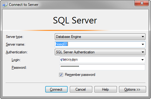 Microsoft SQL Server Management Studio Connect